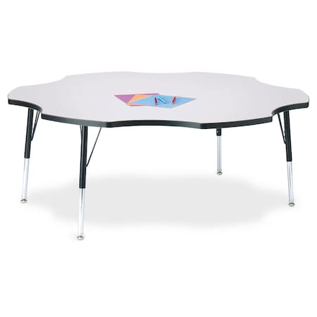 Jonti-Craft Berries Six Leaf Activity Table, 60 in., E-height, Freckled Gray/Black/Black 6458JCE180